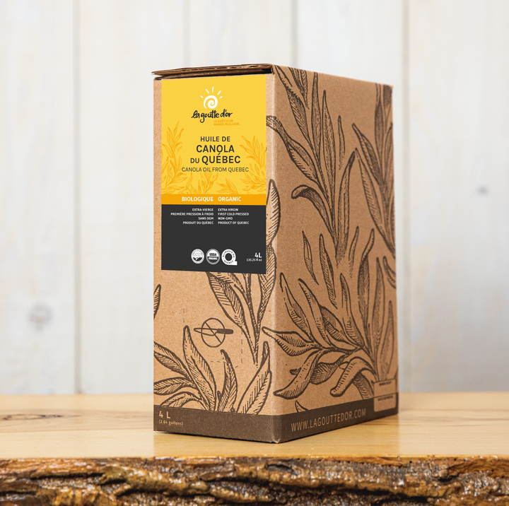 Organic virgin canola oil from Quebec